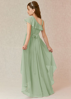 Azazie Mango Junior Robe Trapèze en Mousseline de soie Rayé Vert Sauge image1