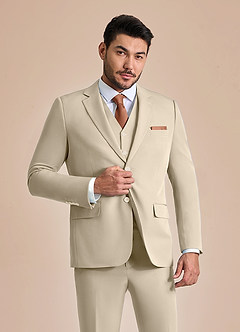 front James Tan Structured Stretch Suit Jacket