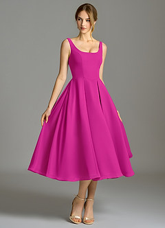 Azazie Amalie Bridesmaid Dresses Fuchsia A-Line Pleated Chiffon Dress image3