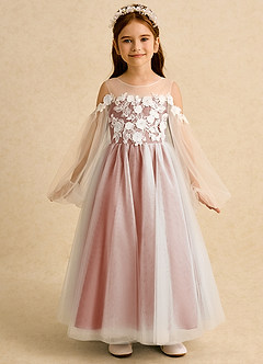 Azazie Zimi vestidos de niña de las flores Vestido de Mai Tai de Tul de Princesa con Escote de Corazón image5