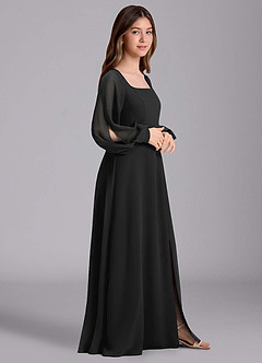 Azazie Bondi Junior Jurk van Chiffon met A-Lijn Blouson Zwart image4