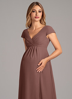 Azazie Allessia Maternity Bridesmaid Dresses A-Line Pleated Chiffon Floor-Length Dress image6