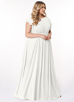 Azazie Daphne Modest Bridesmaid Dresses A-Line Ruffled Chiffon Floor-Length Dress image9