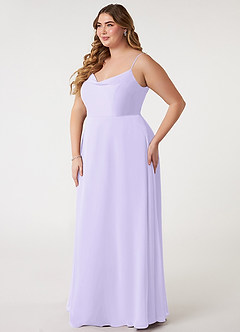 Azazie Daenerys Bridesmaid Dresses Lilac A-Line Cowl Chiffon Dress image10