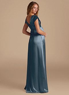 Azazie Allessia Brautjungfernkleider für Schwangere A-Linie Metallischer Satin Bodenlänge Kleid image2