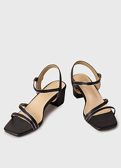 front Sandalen mit Knöchelriemen und mittlerem Absatz