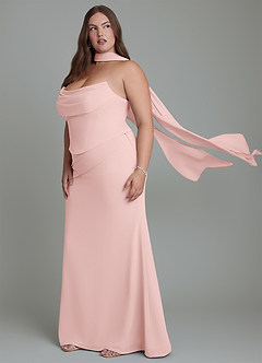 Azazie Sorrel Robes de demoiselle d'honneur Robe Sirène en Mousseline de soie Corset Rose Poudré image14