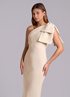 Azazie Yuanna 신부 들러리 드레스 인어 한쪽 어깨 쉬폰 바닥 길이 드레스 image7