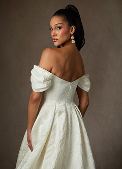 Azazie Efina Hochzeitskleider Ballkleid Blumen-Jacquard Kleid Antikweiß image5