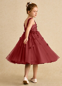 Azazie Lana Flower Girl Dresses Rust A-Line Sleeveless Matte Satin Dress image4