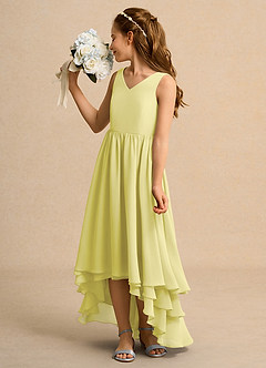 Azazie Kitten Girls Formal Flower Girl Dresses Lemon Sorbet A-Line Chiffon Dress image5