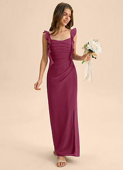 Azazie Jessamine Junior Vestido de Mora de Gasa de Corte Sirena con Escote de Corazón image3