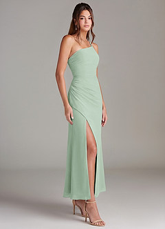 Azazie Eren Jurken voor bruidsmeisjes Jurk van Chiffon met Zeemeermin One-Shoulder Agave image4