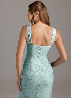 Azazie Denice Bridesmaid Dresses Mist Mermaid Pleated Floral Burnout Dress image2