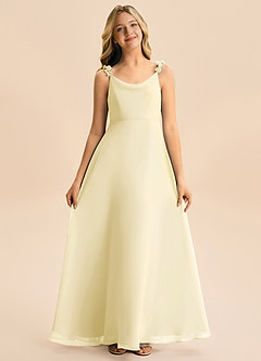 Azazie Elodie Junior Lemon Sorbet A-Line Chiffon Dress image4