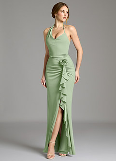 Azazie Gwyneth Robes de demoiselle d'honneur Robe Sirène en Jersey extensible de qualité supérieure Plissée Vert Sauge image5