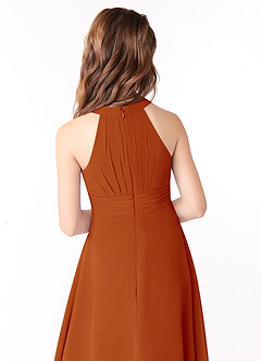 Azazie Linna Junior Paprika A-Line Pleated Chiffon Dress image3