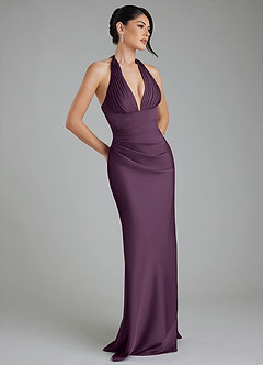 Azazie Torrance Robes de demoiselle d'honneur Robe Sirène en Satin extensible Corset Prune image1