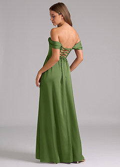 Azazie Hattie Bridesmaid Dresses Juniper A-Line Corset Stretch Satin Dress image2