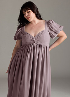 Azazie Madisynn Brautjungfernkleider für Schwangere Schleifen Chiffon Bodenlänge Kleid image9