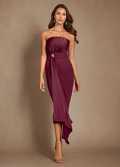Azazie Dinanta Kleider für die Brautmutter Spalte Plissee Chiffon Kleid Maulbeerrot image2