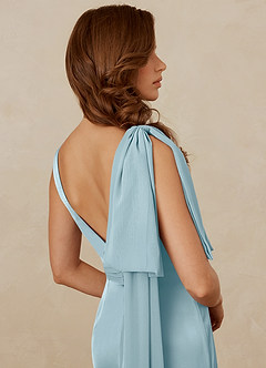 Christian Siriano Bridal for Azazie 1011 Bridesmaid Dresses Moody Blue Mermaid Bow Stretch Satin Dress image10