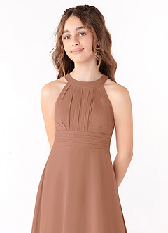 Azazie Linna Junior Bronzer A-Line Pleated Chiffon Dress image4