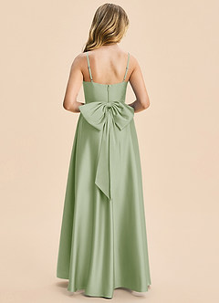Azazie Kai Junior Dusty Sage A-Line Pleated Stretch Satin Dress image2