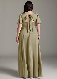 Azazie Kimber Brautjungfernkleider A-Linie Gestreift Stretch-Satin Kleid Moosgrün image8