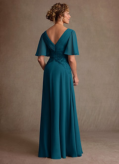 Azazie Milliat Mère de la mariée Robes Robe Trapèze en Mousseline de soie Dentelle Bleu Encre image3
