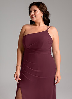 Azazie Eren Vestidos de madrinha de casamento Vestido Cabernet de Chiffon de Bainha com Um ombro image13