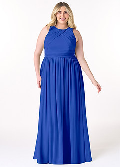 Azazie Harper Bridesmaid Dresses Royal Blue A-Line Pleated Chiffon Dress image6