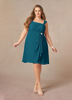 Azazie Olivia Abiti per la Madre della Sposa Abito A-Line in Chiffon Plissettato con Scollo Quadrato Blu Inchiostro image9