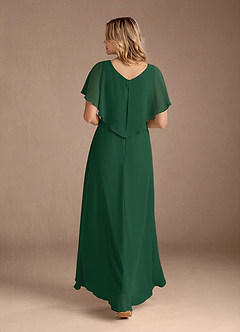 Azazie Eliza Mother of the Bride Dresses Dark Green A-Line V-Neck Pleated Chiffon Dress image9