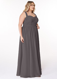 Azazie Zapheira Bridesmaid Dresses Steel Grey A-Line Ruched Chiffon Dress image9