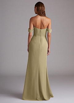 Azazie Saige Jurken voor bruidsmeisjes Converteerbaar Jurk van Chiffon met A-Lijn Off the Shoulder Mosgroen image7