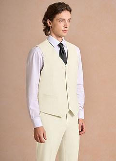 front James Ivory Structured Stretch Suit Vest