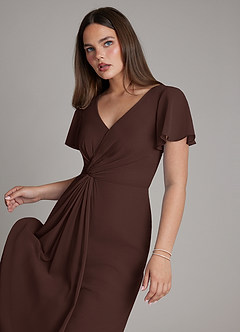 Azazie Kaya Final Sale Ganache A-Line Pleated Chiffon Dress image4