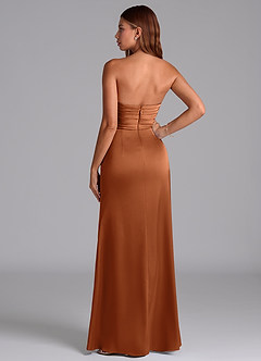 Azazie Claudelle Vestidos de madrinha de casamento Vestido Cobre de Cetim elástico de sereia com Sem alças image7