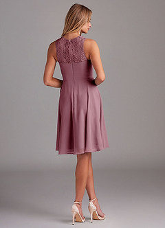 Azazie Vina Bridesmaid Dresses Vintage Mauve A-Line Lace Chiffon Dress image2