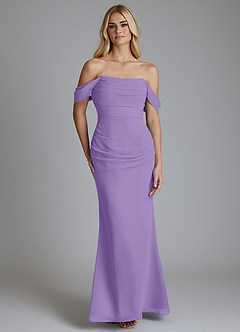 Azazie Luiza Bridesmaid Dresses Tahiti Mermaid Off the Shoulder Chiffon Dress image5