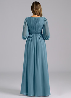 Azazie Palerma Robes de demoiselle d'honneur Robe Trapèze en Mousseline de soie Manche longue Bermude image2