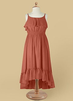 Azazie Karmen Flower Girl Dresses Clay A-Line Ruched Chiffon Dress image9