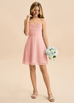 Azazie Bear Junior Rosette A-Line Pleated Chiffon Dress image3