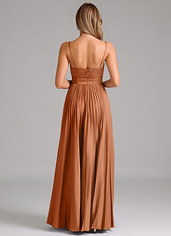 Azazie Tyla Bridesmaid Dresses Copper A-Line Sweetheart Neckline Stretch Satin Dress image2