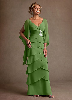Azazie Arabinda Mother of the Bride Dresses Basil Sheath Ruched Chiffon Dress image1