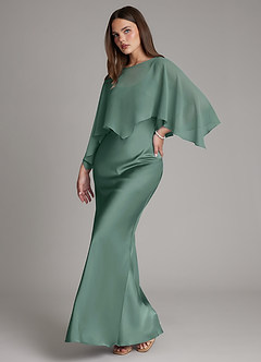 Azazie Ambra Bridesmaid Dresses Eucalyptus Mermaid Pleated Stretch Satin Dress image5