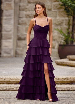 Rhythm Grape Ruffled A-line Prom Dress image4