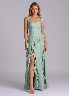 Azazie Sloane Bridesmaid Dresses Agave A-Line Sweetheart Neckline Floral Burnout Dress image1