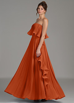 Azazie Alexia Bridesmaid Dresses Burnt Orange A-Line Ruched Chiffon Dress image5
